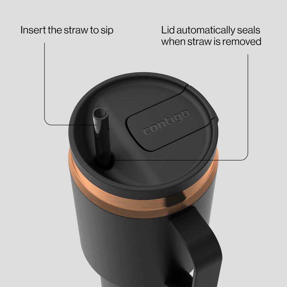 30 oz SnapSeal™ Tumbler (w/ Straw & Handle) - Licorice Bronze